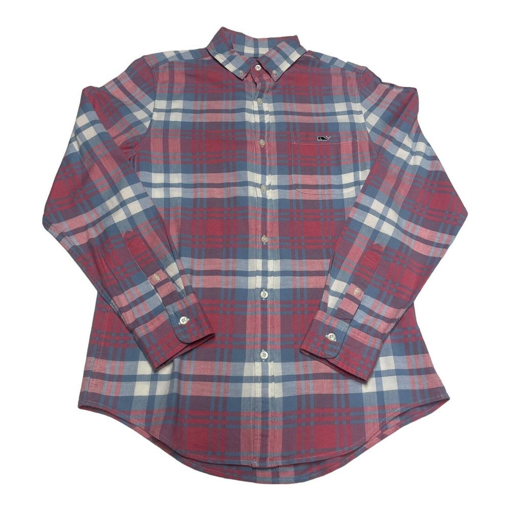 Men's Vineyard Vines Slim Fit Tucker Colorful Plaid Shirt Cotton Linen Size S